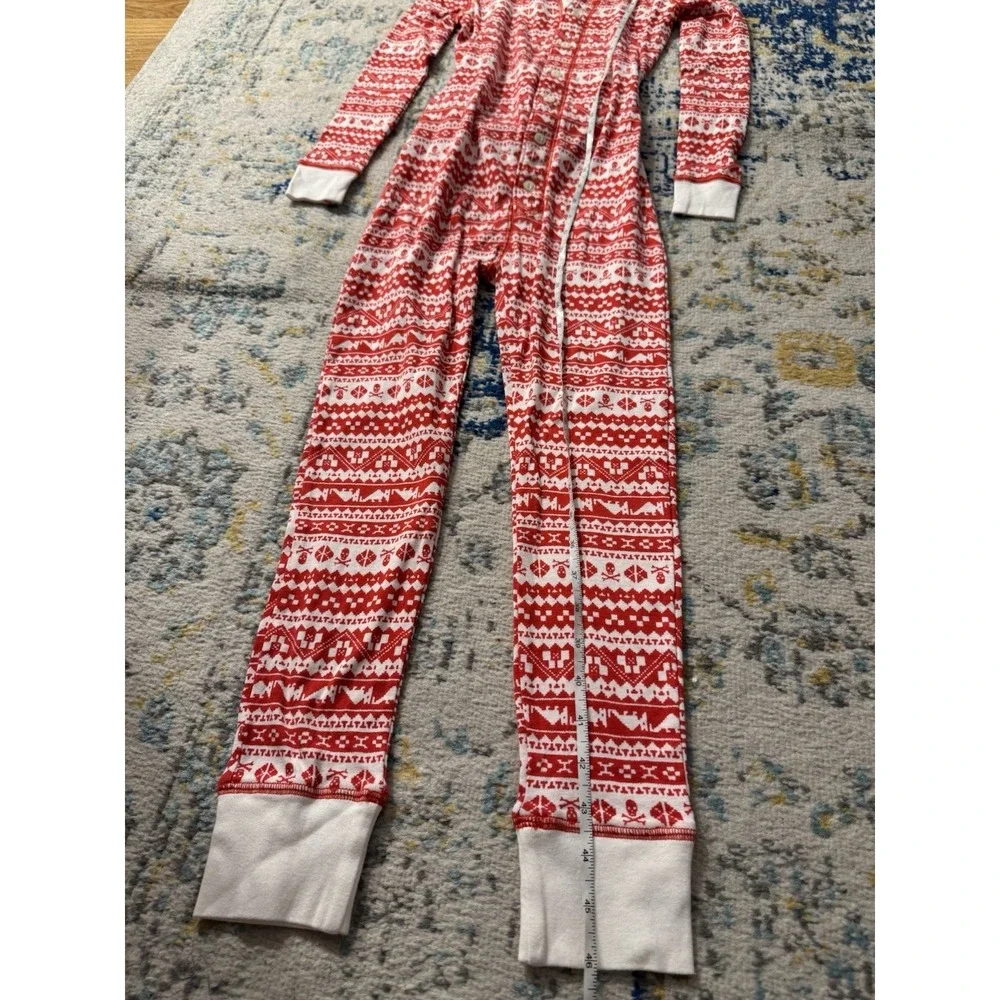 Crewcuts Fair Isle Flannel One Piece Pajamas Kids Sz 8 Holiday Long Johns Candy